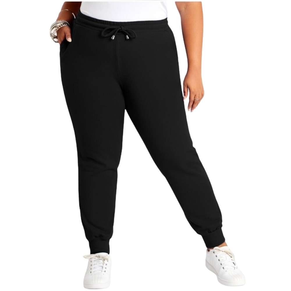 Ashley Stewart French Terry Athleisure Jogger, 26/28 - Picture 1 of 6